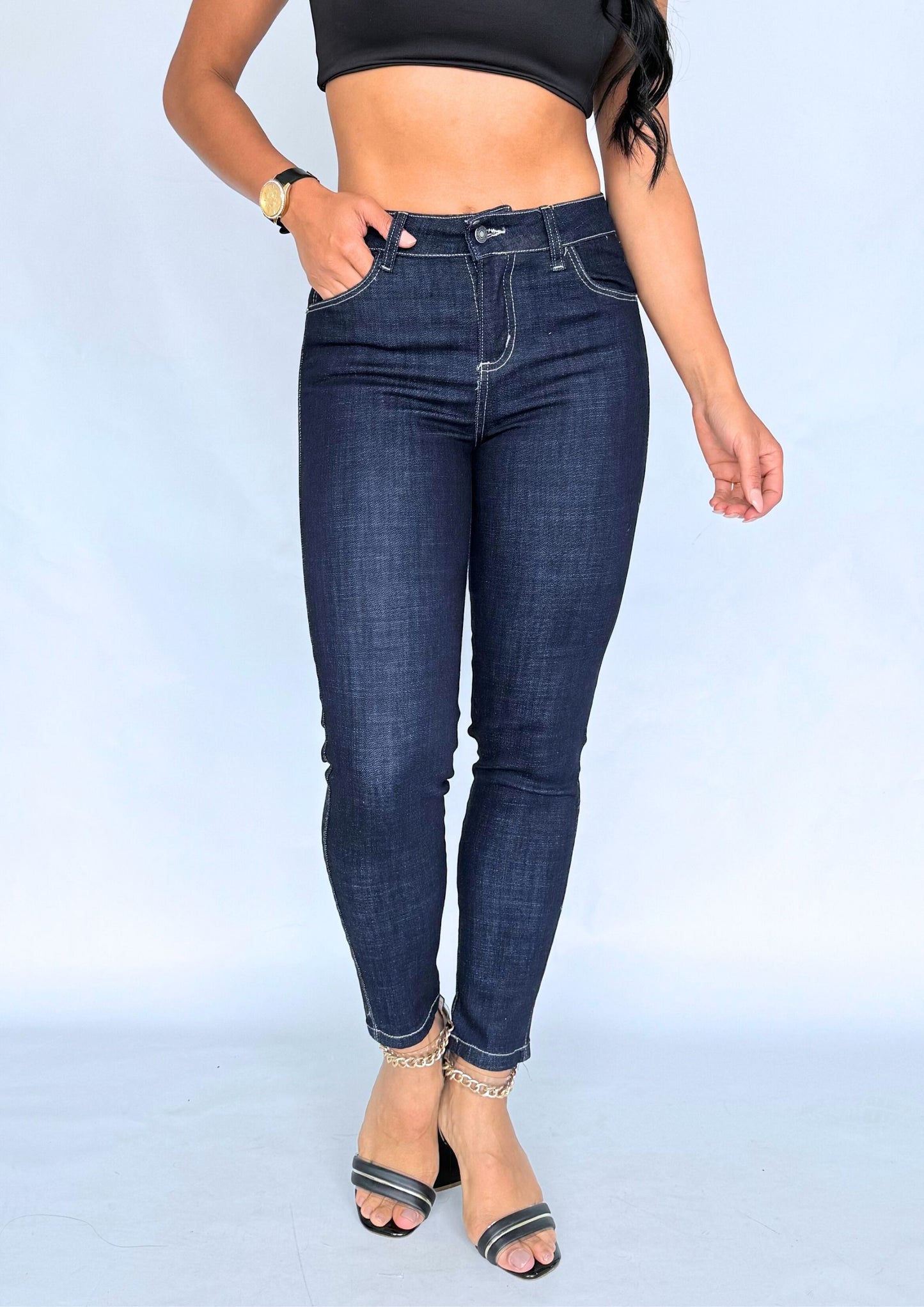 Jean Skinny Push Up levantacola Azul Oscuro