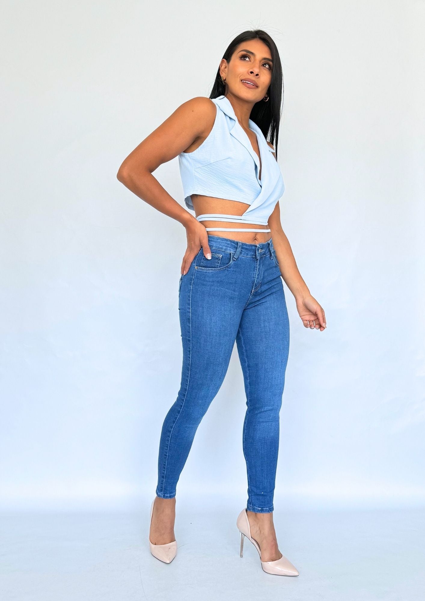 Jean Skinny Push Up levantacola Azul Medio