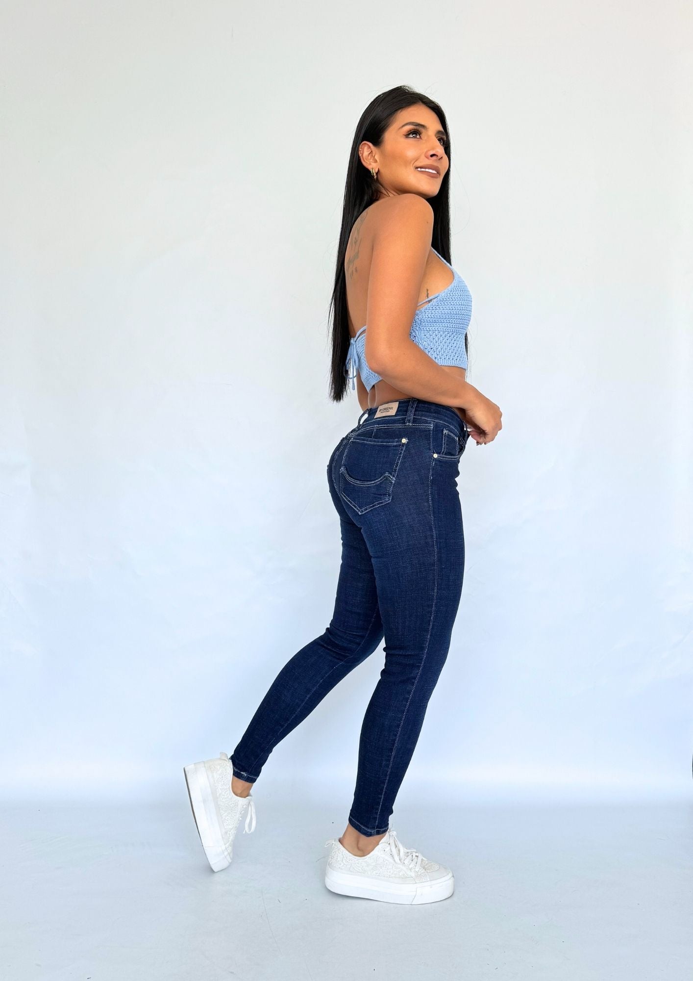 Jean Skinny Push Up levantacola Azul Oscuro