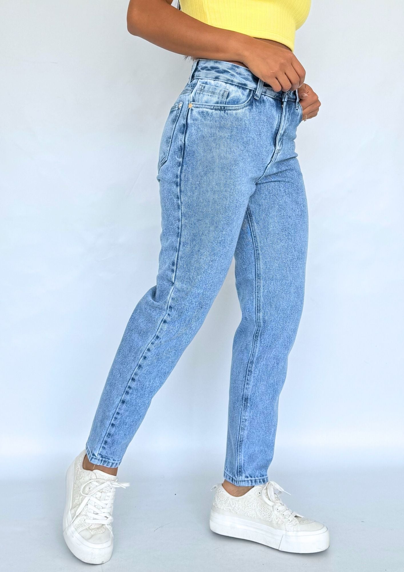 Jean MomFit Boyfriend tono Azul Jaspe