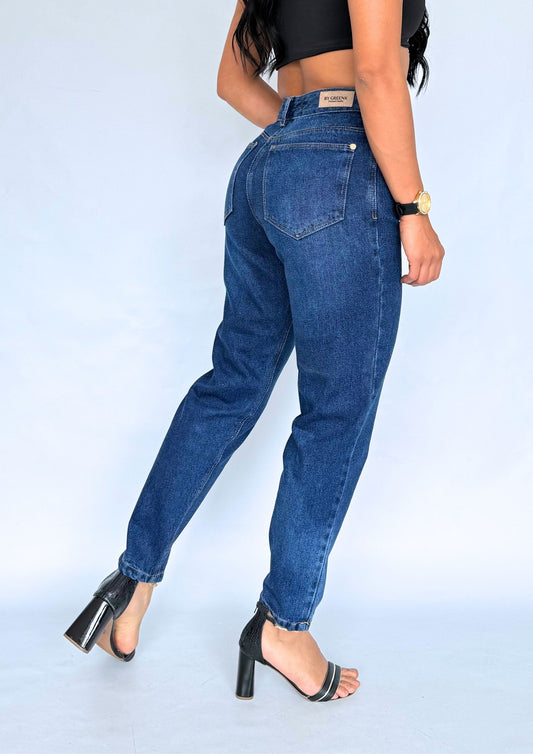 Jean MomFit Boyfriend tono Azul Oscuro